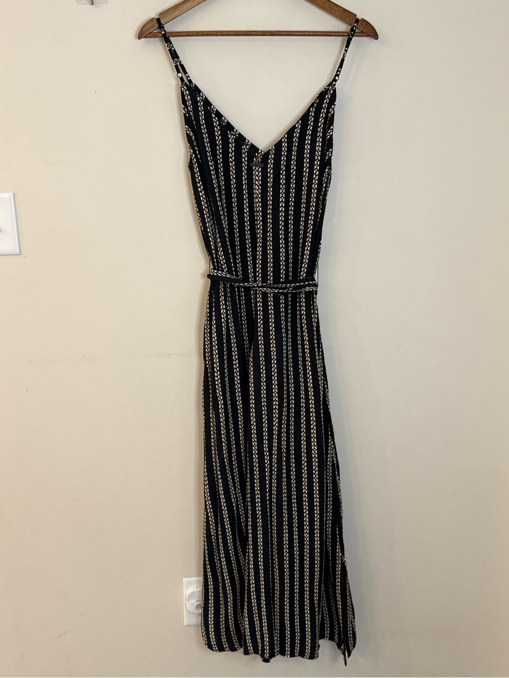 Billabong boho chic black geometric striped crop wide leg jumpsuit M - Picture 3 of 14